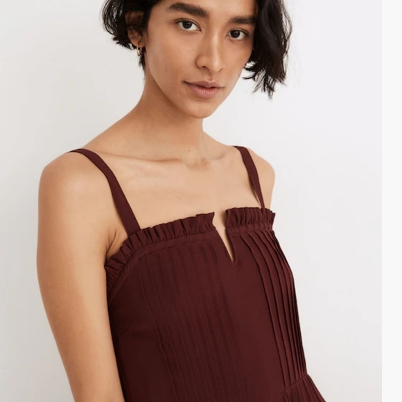 Madewell Pintuck Cami Wide-leg Jumpsuit Size 00 Burgundy Oxblood Wine - Picture 4 of 15